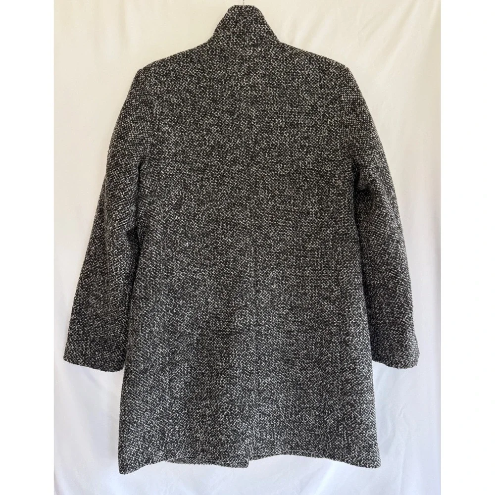 Old Navy Womens‎ Funnel Neck Boucle Zip Front Coat Black White Marled Size M